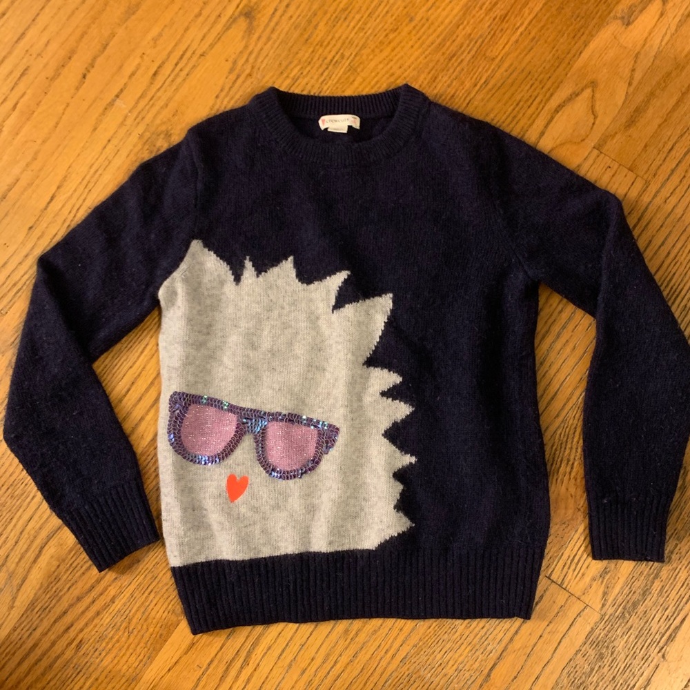 ANGORA wool navy Crewcuts girls monster sweater